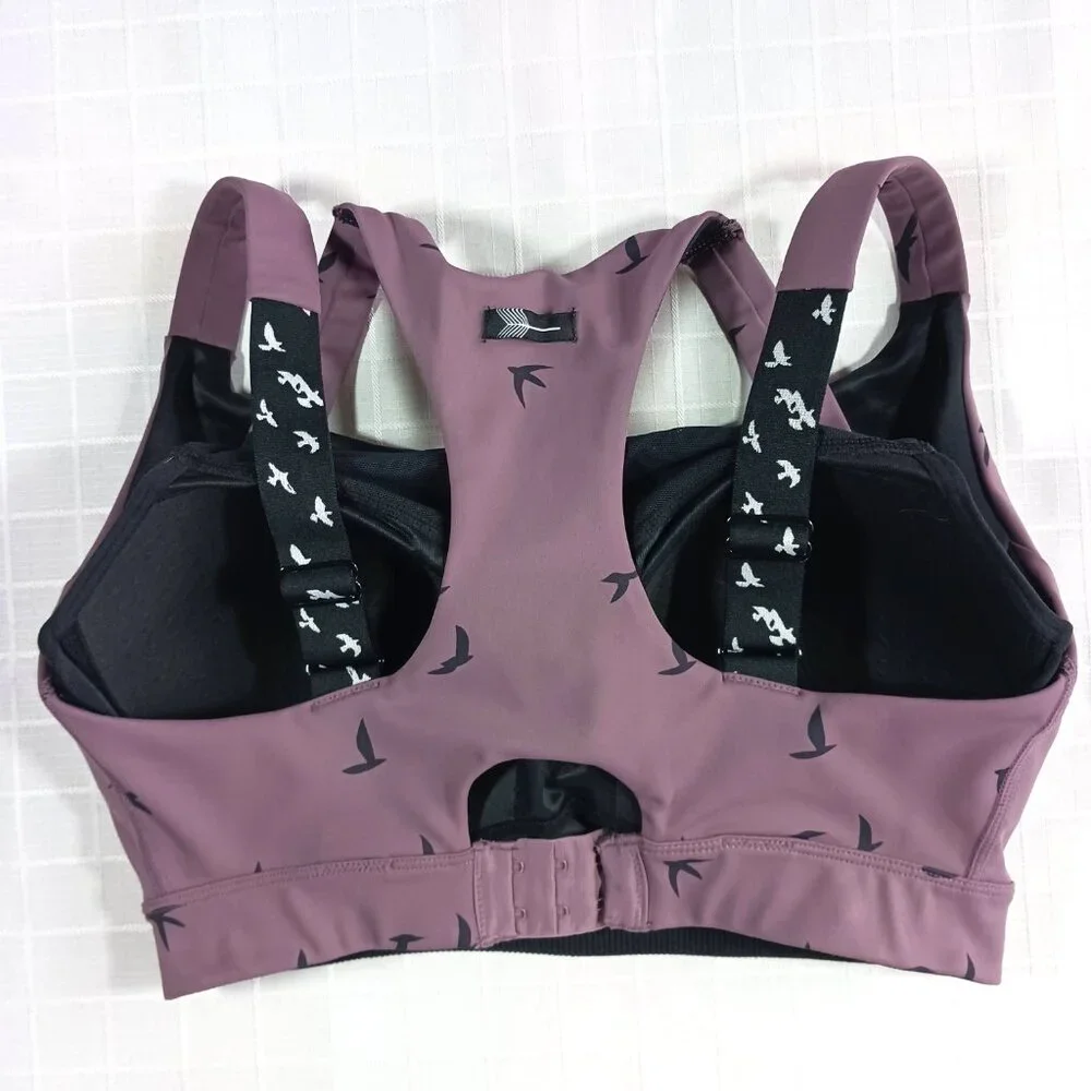 Oiselle Tern it Up Sports Bra Dusty Purple Black Size 34DD - Picture 2 of 6